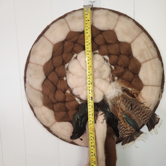 Vintage Mandela Wool Feathers Indigenous Home Decor Boho Bohemian First Nations - Picture 8 of 9